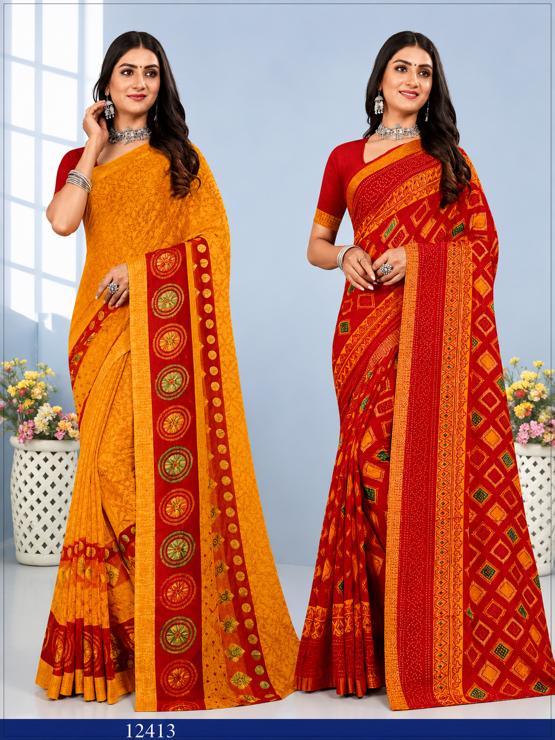 Ek Stree Shyam Rang Georgette Saree Collection - Designer Printed Saree Set of 8 - M.R. Saree Emporium