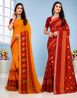 Ek Stree Shyam Rang Georgette Saree Collection - Designer Printed Saree Set of 8 - M.R. Saree Emporium