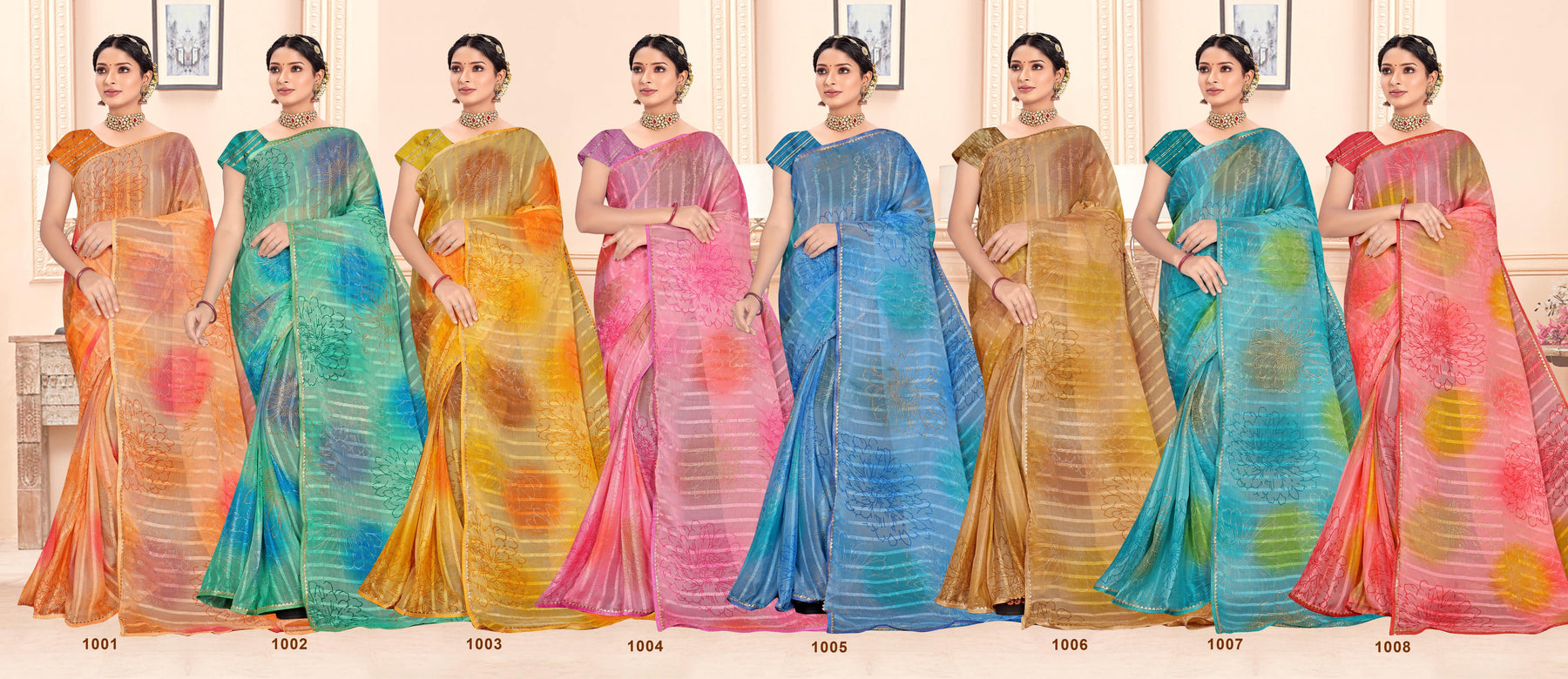 Ekstree Chanchal Printed Traditional Saree – Soft Elegant Wedding & Festive Wear (8 Pcs Set) -M.R. Saree Emporium