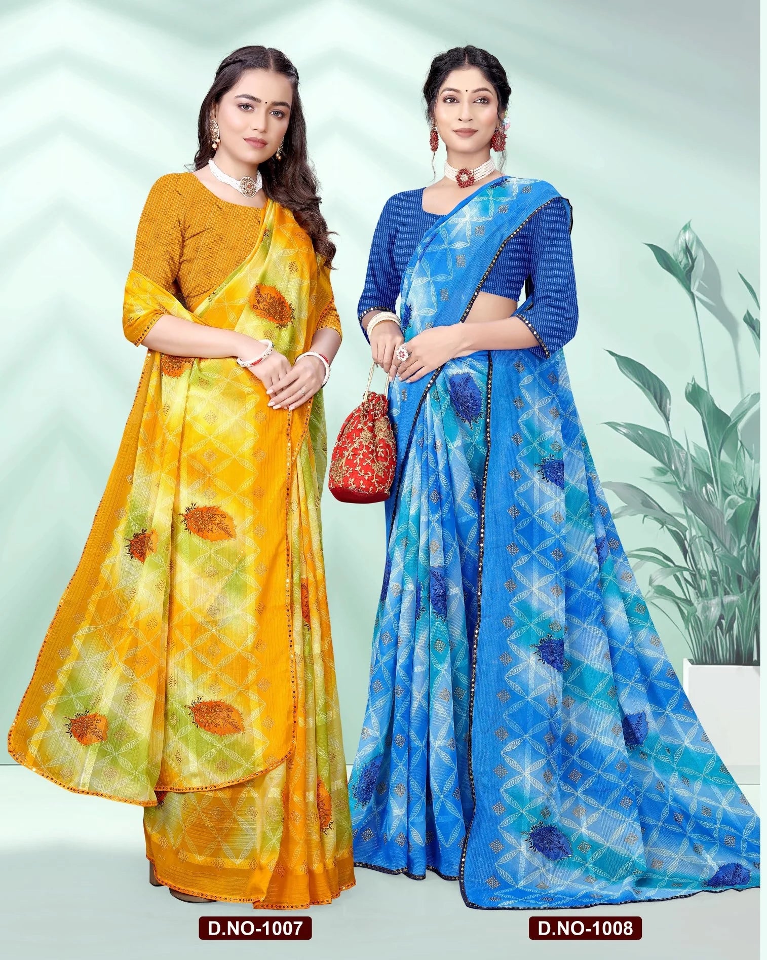 Ekstree Baby Renial Georgette Exclusive Fancy Printed Saree with Fancy Lace Border Designer Saree Wholesale – 6 Pcs Set M.R. Saree Emporium