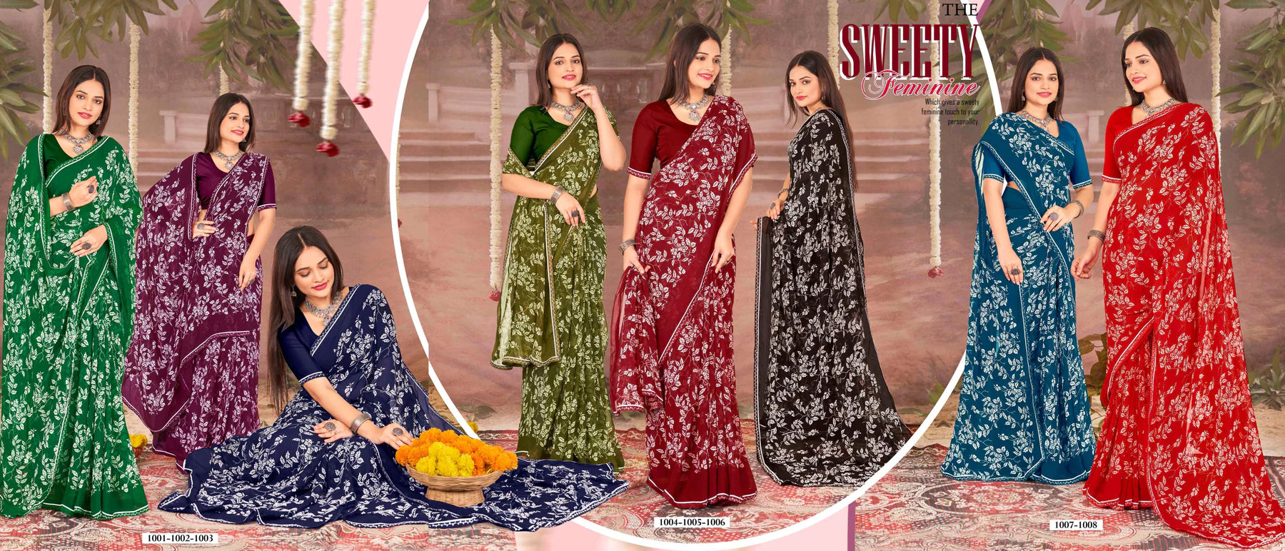 EkStree Gajal Vol-02 Weightless Saree 8 Pcs Set - Daily Wear Printed Sarees Wholesale - M.R. Saree Emporium