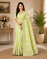 Designer Chiffon Saree with Stone Lace Border - Lightweight Elegant Party Wear Saree Collection (6 Colors Set) - M.R. Saree Emporium