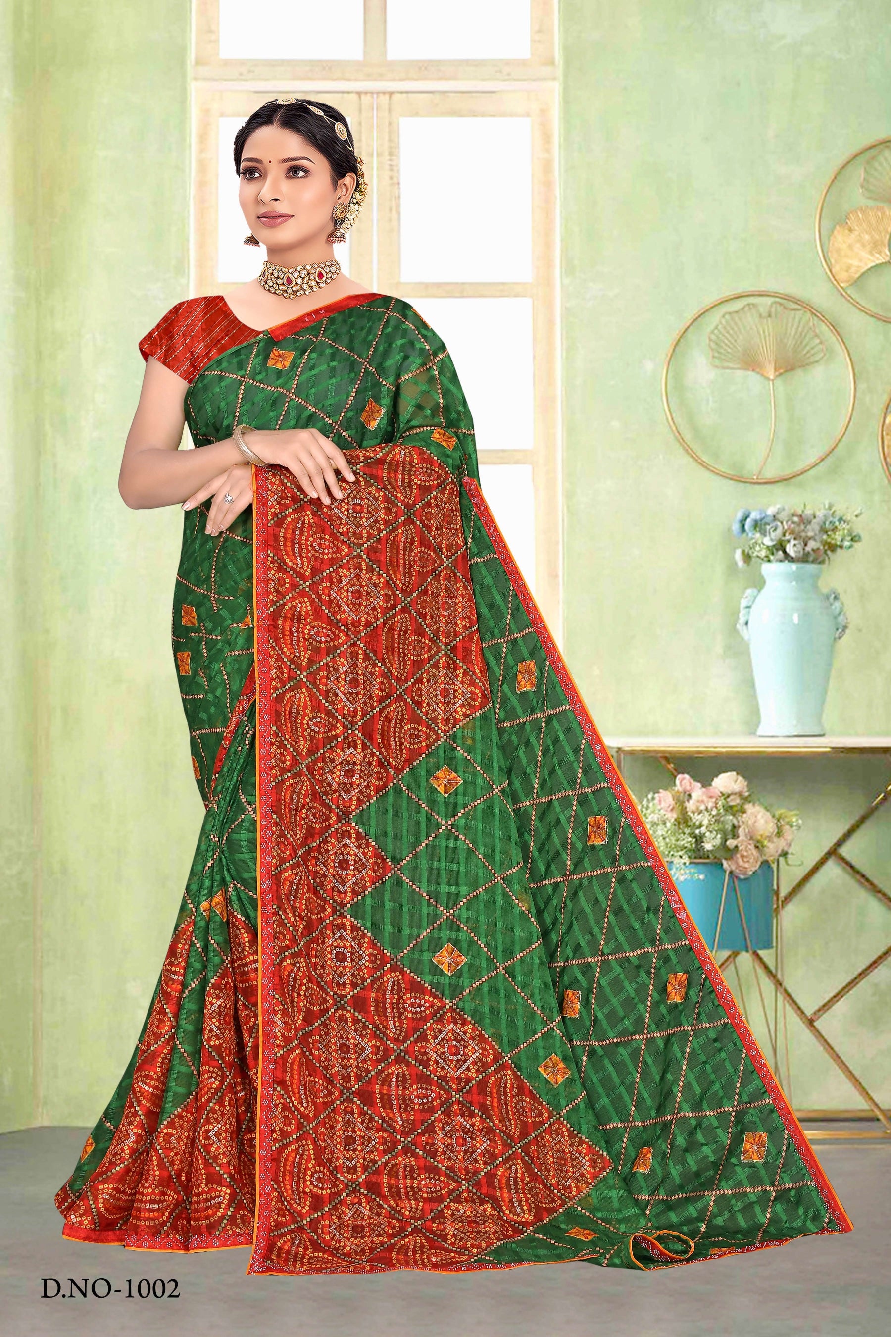 Cocknet Fabric Solo Pattern Printed Saree – Colourful Traditional Collection (8 Pcs Set)-M.R.Saree Emporium