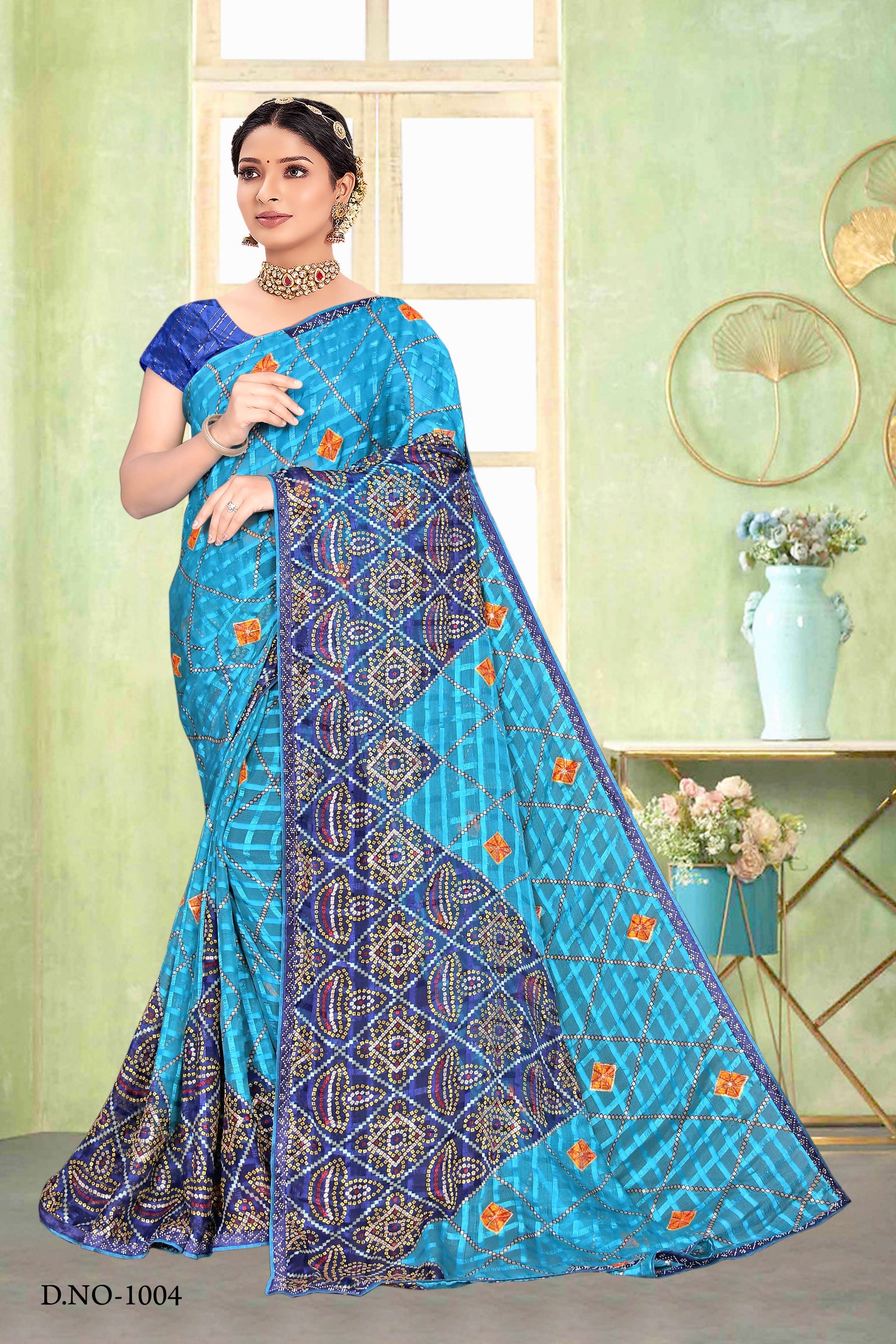 Cocknet Fabric Solo Pattern Printed Saree – Colourful Traditional Collection (8 Pcs Set)-M.R.Saree Emporium