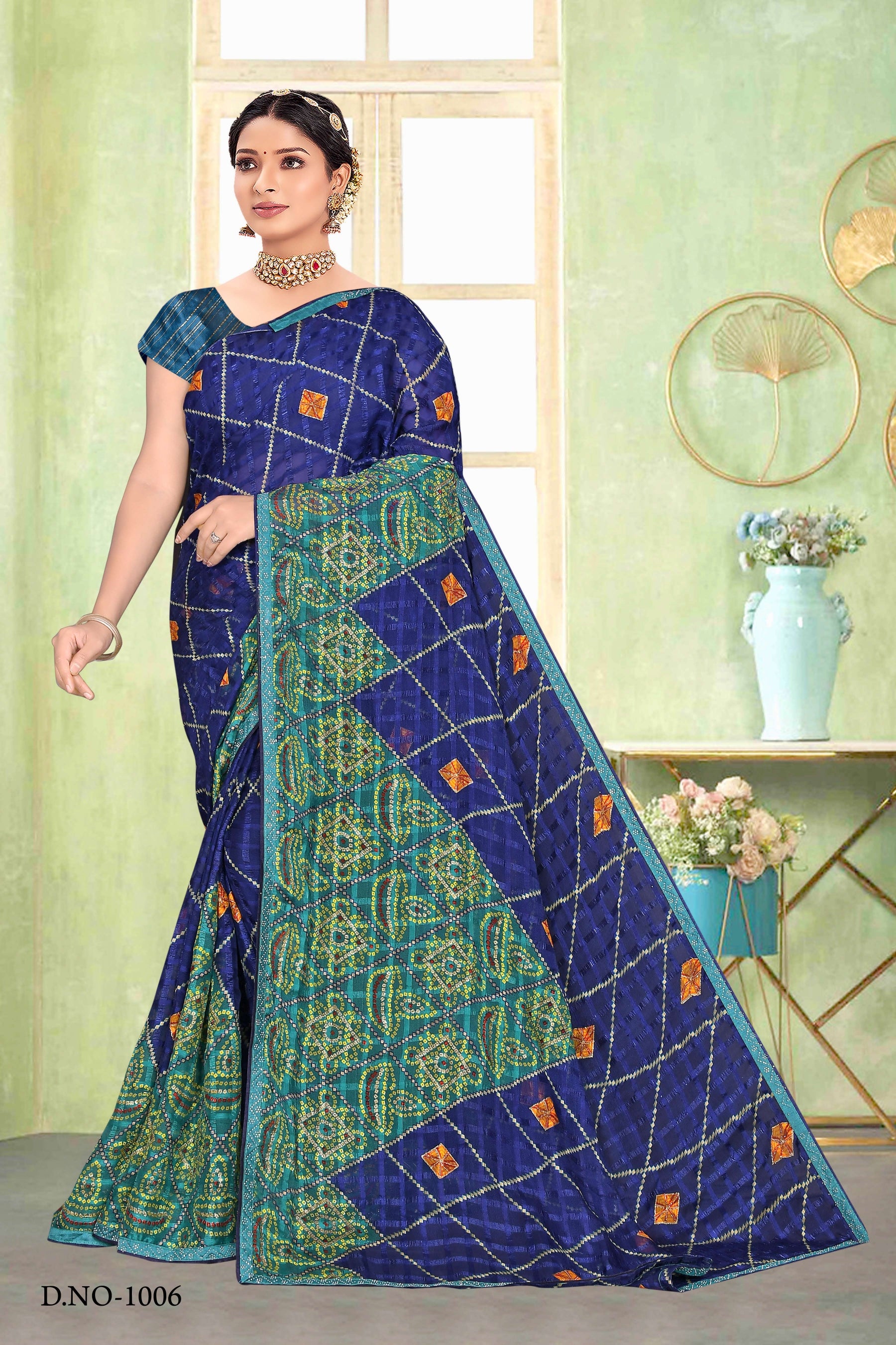 Cocknet Fabric Solo Pattern Printed Saree – Colourful Traditional Collection (8 Pcs Set)-M.R.Saree Emporium