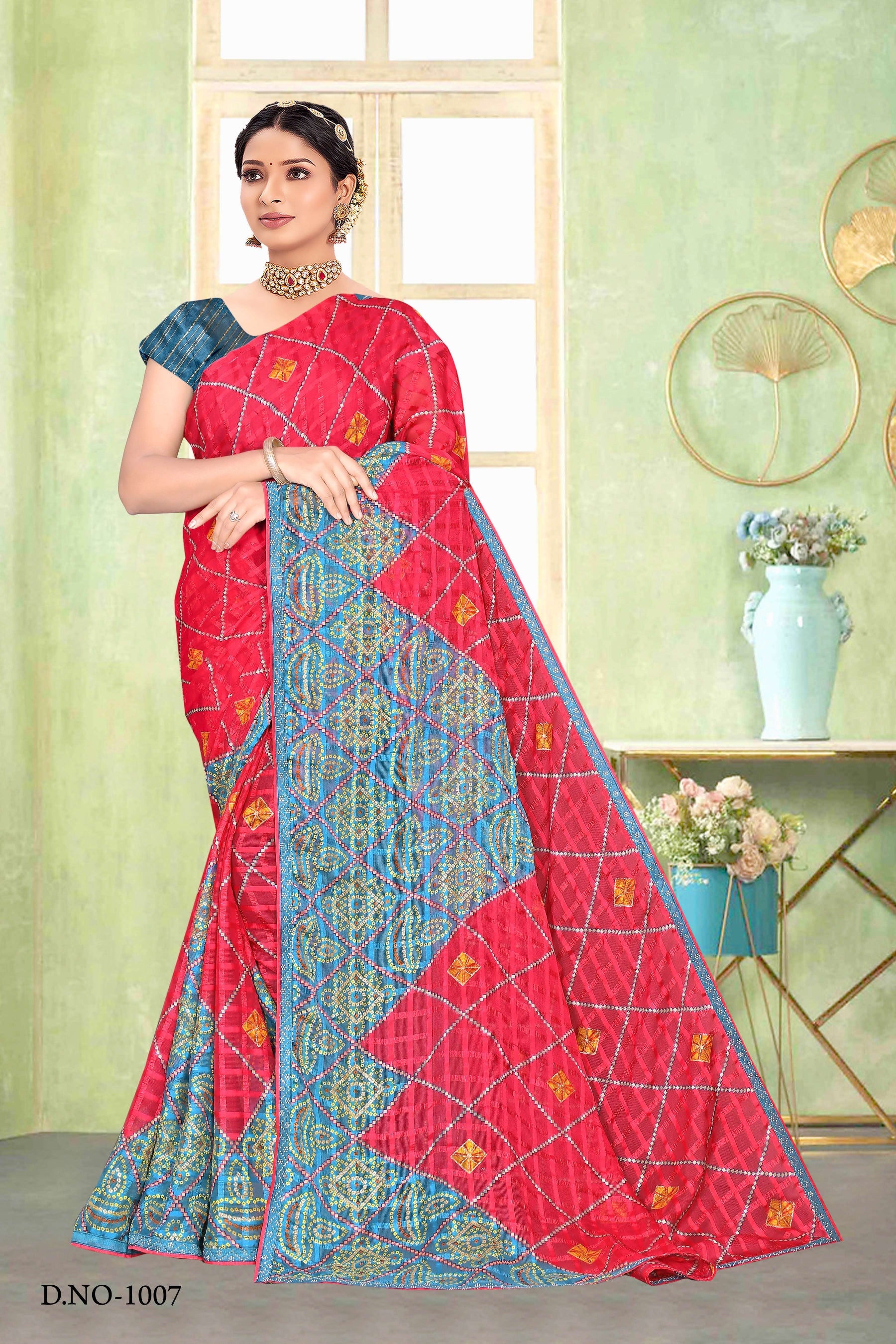 Cocknet Fabric Solo Pattern Printed Saree – Colourful Traditional Collection (8 Pcs Set)-M.R.Saree Emporium