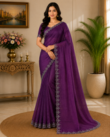 Jimmy Choo Saree with Designer Lace Border - Elegant Party Wear Fancy Saree Collection (4 Colors Set) - M.R. Saree Emporium