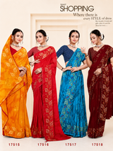 Shahi Libas Georgette Saree Collection - Designer Printed Soft Georgette Saree 8 Pcs Set - Party Wear & Daily Wear