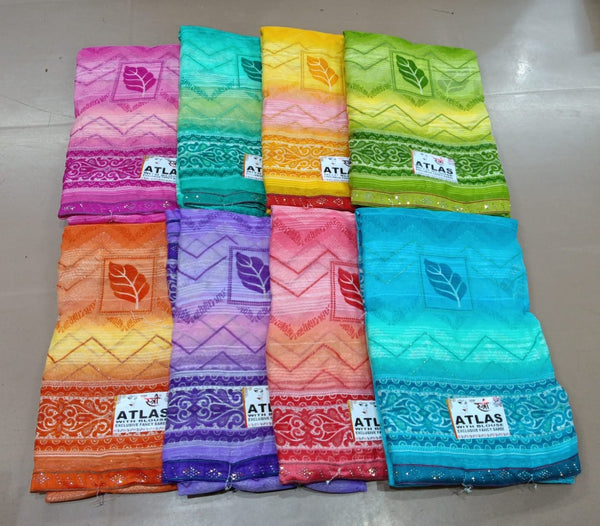 Atlas Ekstree Weightless Fancy Print Saree Set – 8 Pcs -M.R. Saree Emporium
