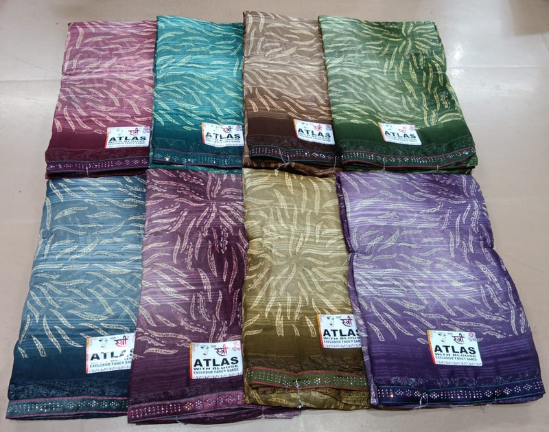 Atlas-03 Ekstree Weightless Fancy Print Saree Set – 8 Pcs -M.R. Saree Emporium
