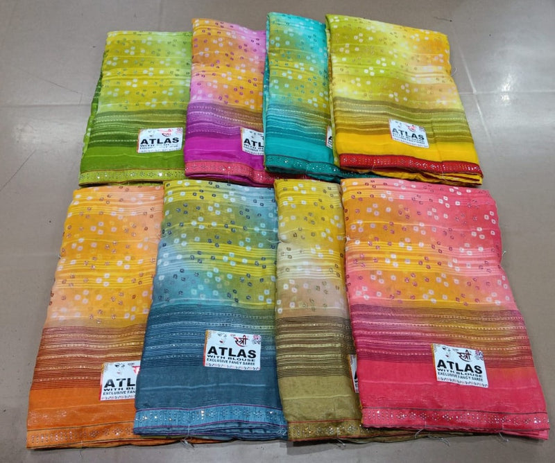 Atlas-05 Ekstree Weightless Fancy Print Saree Set – 8 Pcs -M.R. Saree Emporium