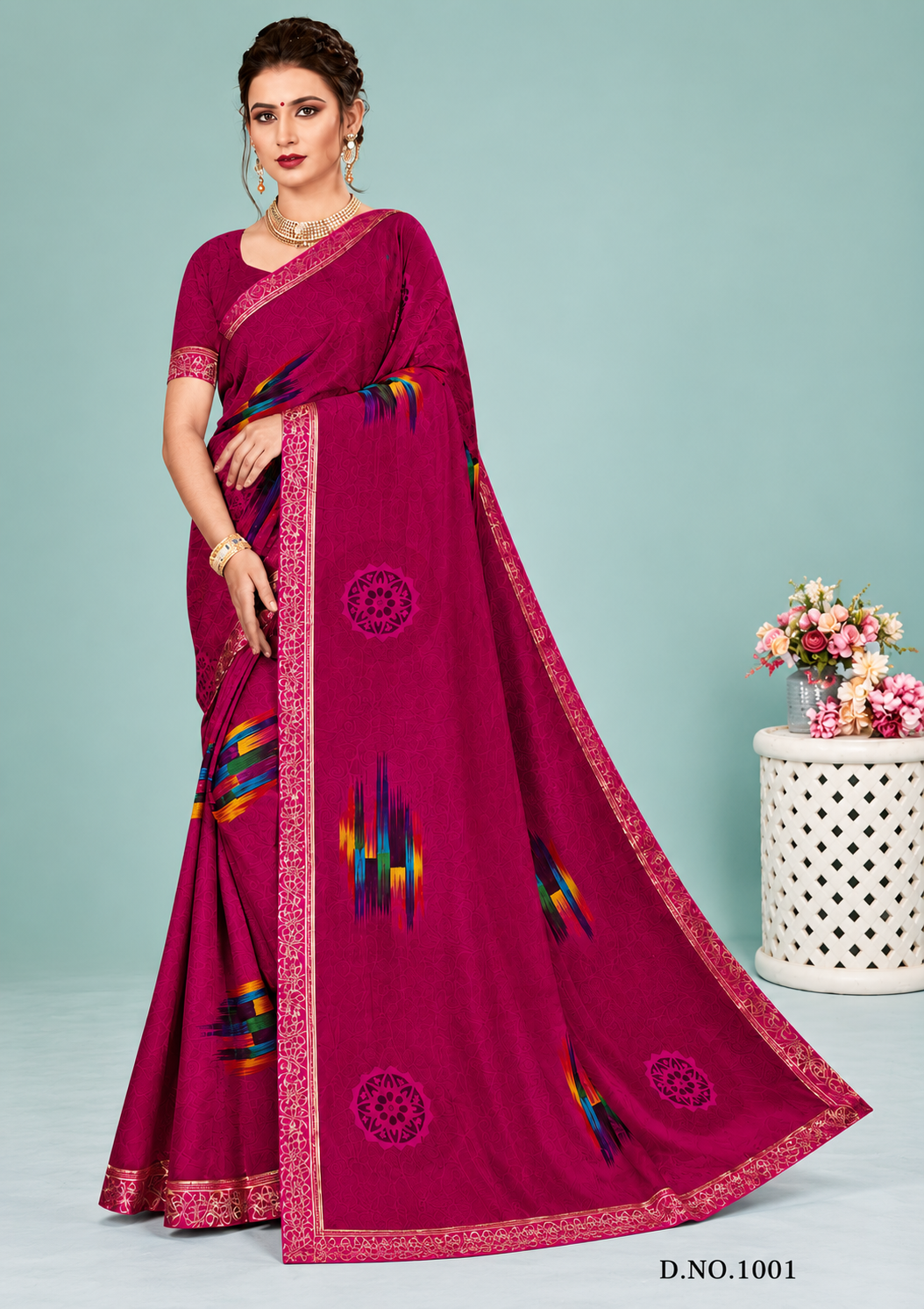Ek Stree Arpana Georgette Saree Collection - Designer Printed Saree 8 Pcs Set