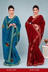 Ek Stree Arpana Georgette Saree Collection - Designer Printed Saree 8 Pcs Set