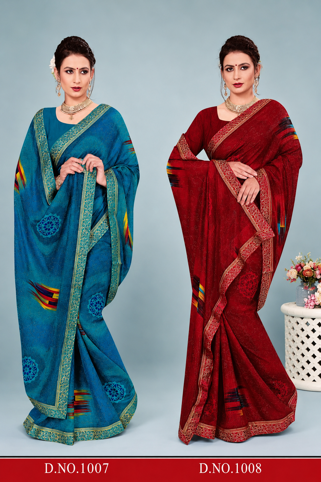 Ek Stree Arpana Georgette Saree Collection - Designer Printed Saree 8 Pcs Set
