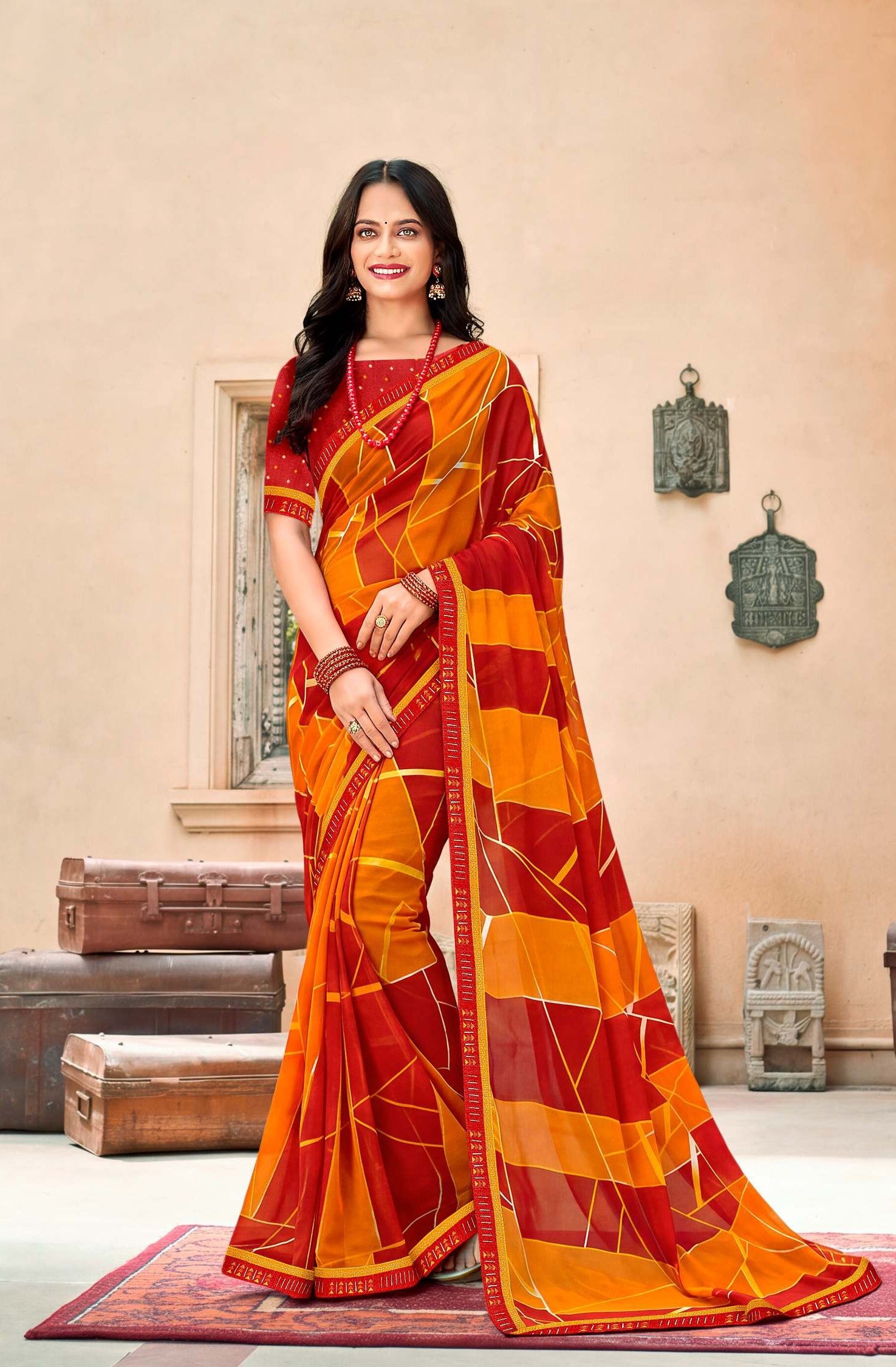 Joganiya-3 Designer Printed Saree 8 Pcs Set - Elegant Traditional Print Saree Collection - M.R. Saree Emporium