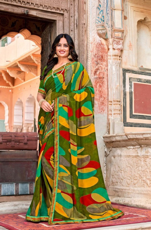 Joganiya-3 Designer Printed Saree 8 Pcs Set - Elegant Traditional Print Saree Collection - M.R. Saree Emporium