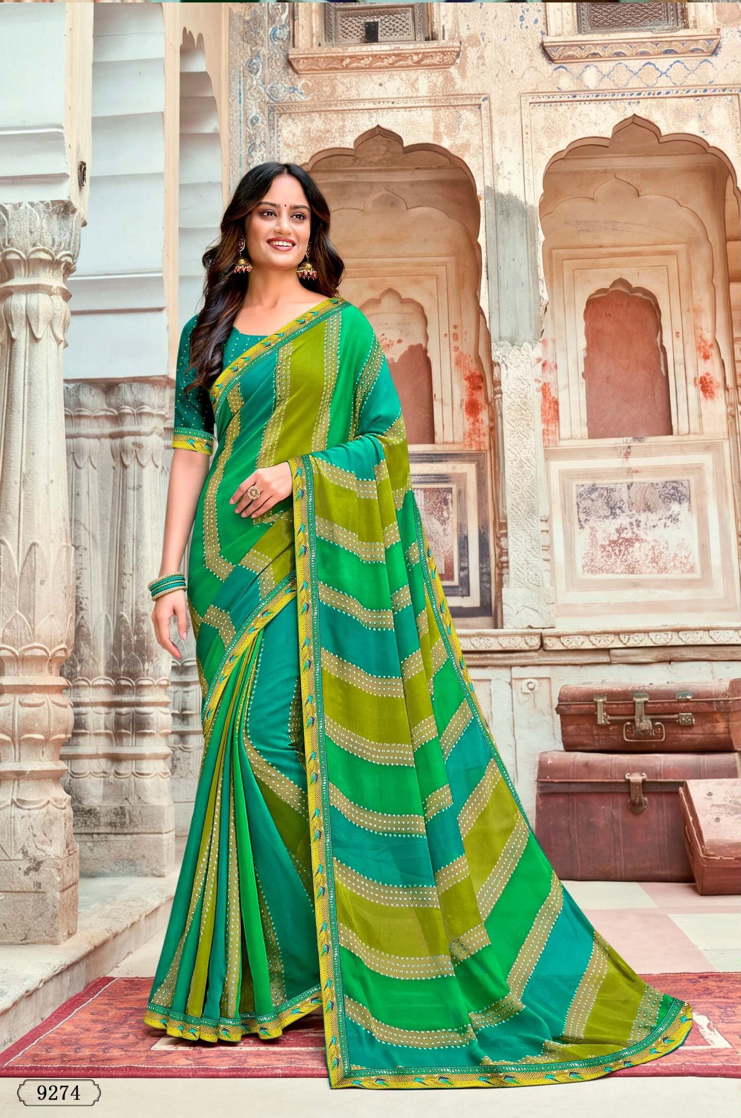 Joganiya-3 Designer Printed Saree 8 Pcs Set - Elegant Traditional Print Saree Collection - M.R. Saree Emporium