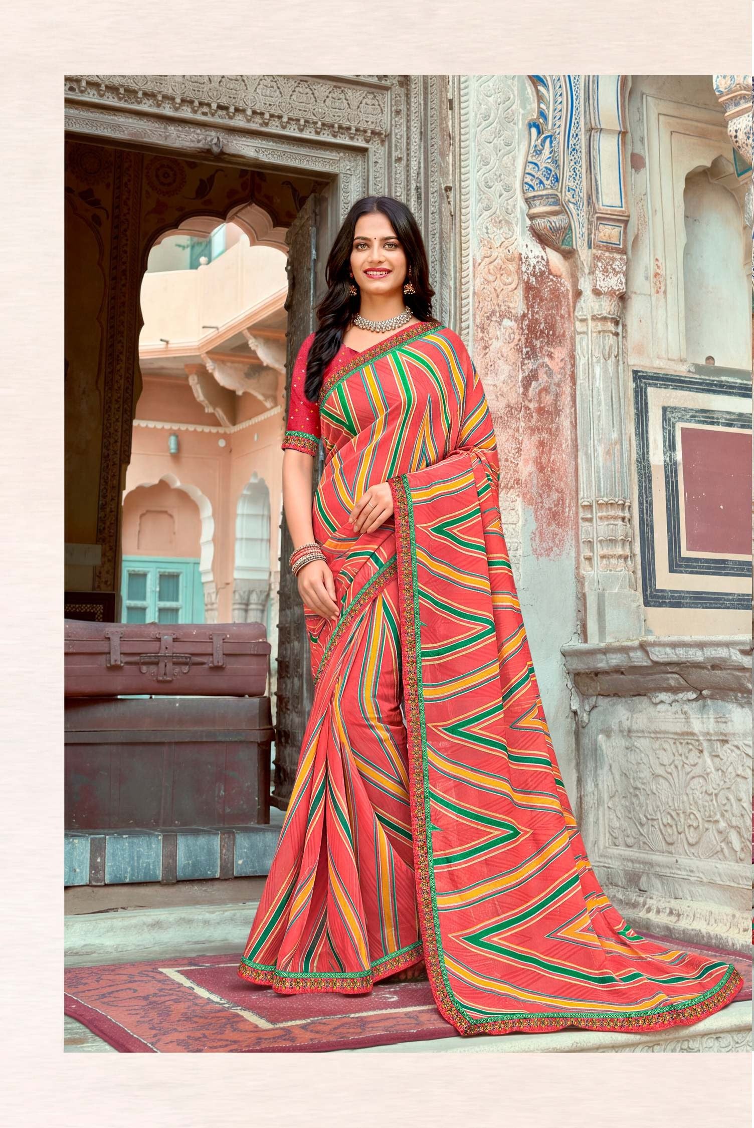 Joganiya-3 Designer Printed Saree 8 Pcs Set - Elegant Traditional Print Saree Collection - M.R. Saree Emporium