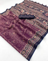 RajYog Erode Cotton Silk Saree with Designer Print & Tassels - 6 Pcs Set