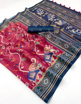 RajYog Erode Cotton Silk Saree with Designer Print & Tassels - 6 Pcs Set