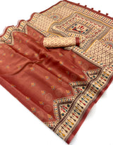 RajYog Erode Cotton Silk Saree with Designer Print & Tassels - 6 Pcs Set