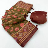 RajYog Erode Cotton Silk Saree with Designer Print & Tassels - 6 Pcs Set