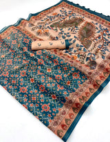 RajYog Erode Cotton Silk Saree with Designer Print & Tassels - 6 Pcs Set