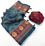 RajYog Erode Cotton Silk Saree with Designer Print & Tassels - 6 Pcs Set