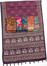 RajYog Erode Cotton Silk Saree with Designer Print & Tassels - 6 Pcs Set