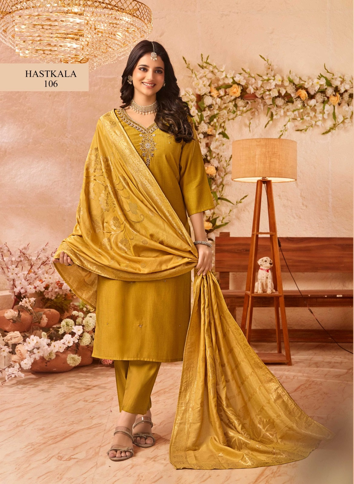 HASTKALA – Kurti, Pant & Banarasi Dupatta Set – 8 Designs – M.R. Saree Emporium