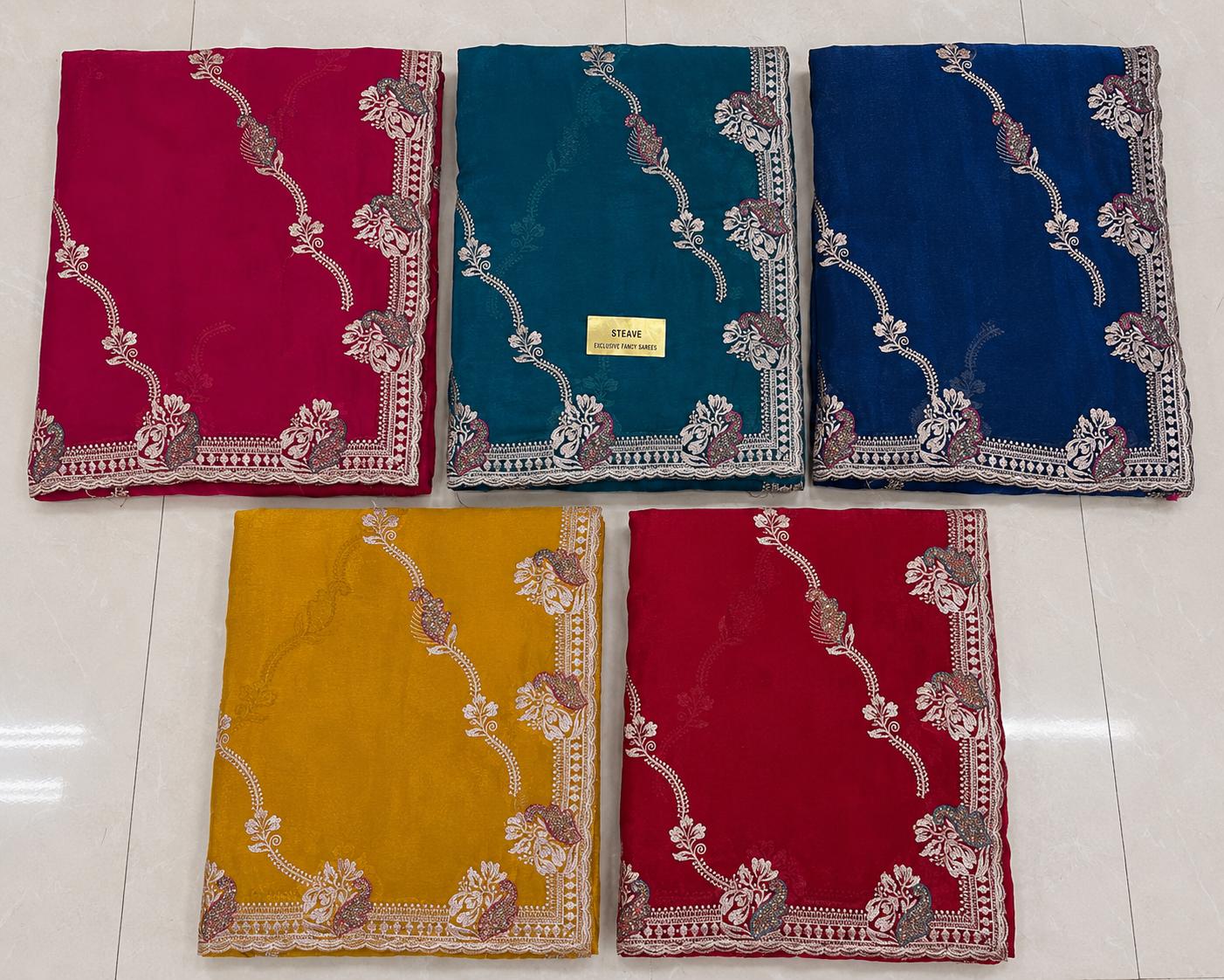 Heavy Designer Embroidery Border Saree Set Of 5 Colors – Premium Wedding Collection-M.R. Saree Emporium