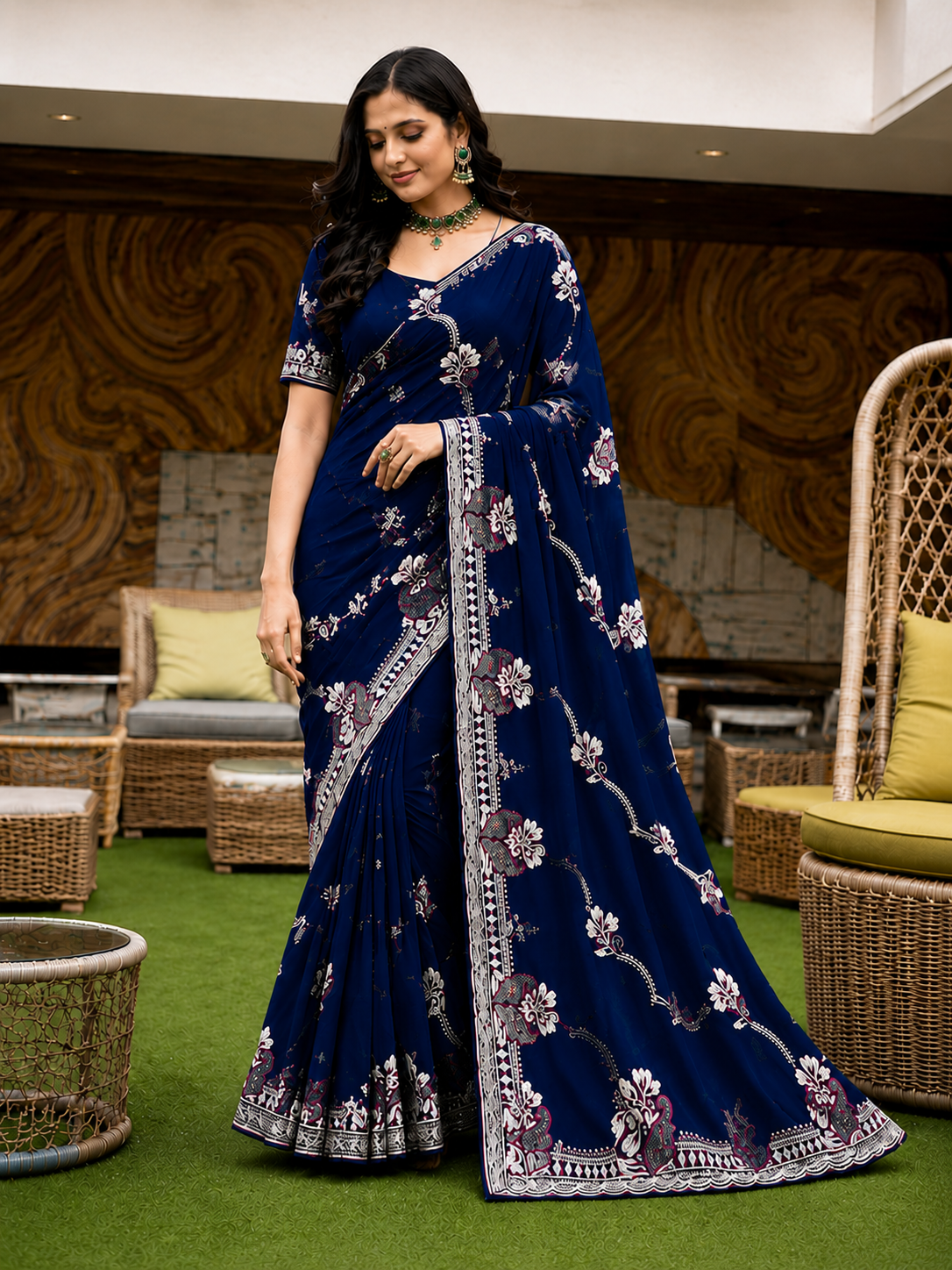 Heavy Designer Embroidery Border Saree Set Of 5 Colors – Premium Wedding Collection-M.R. Saree Emporium