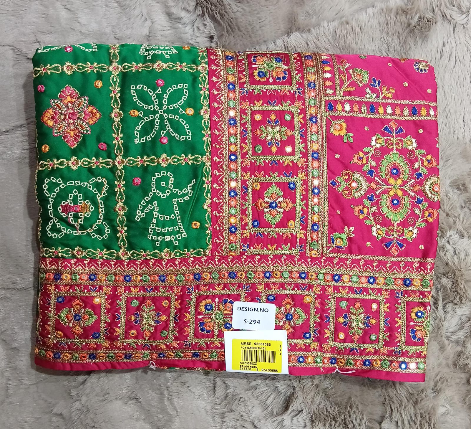 Red & Blue Gazi Silk Embroidered Saree – M.R. Saree Emporium