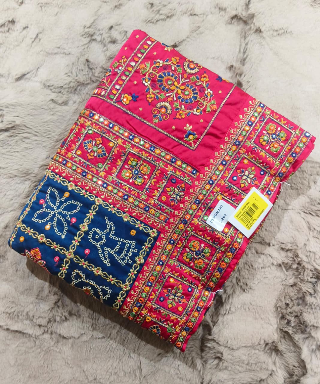 Red & Blue Gazi Silk Embroidered Saree – M.R. Saree Emporium