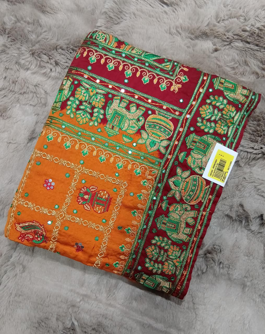 Green /Yello /Rani Gazi Silk Embroidered Saree – M.R. Saree Emporium