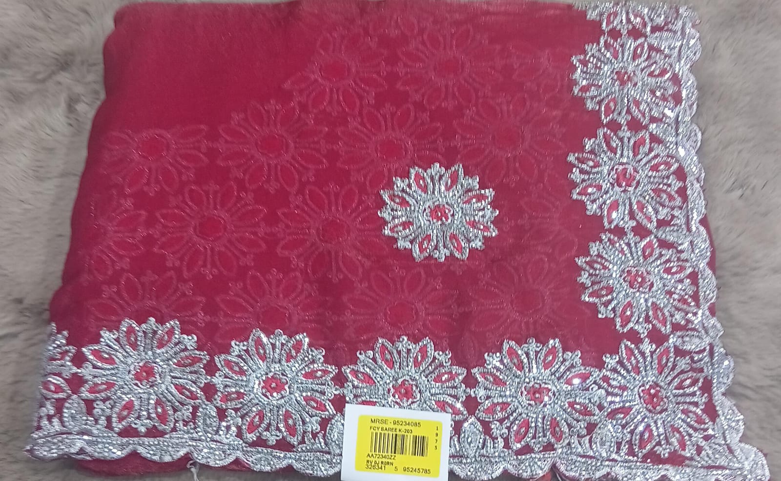 Barbari Embroidered Partywear Saree with Silver Border – Set of 07 M.R. Saree Emporium