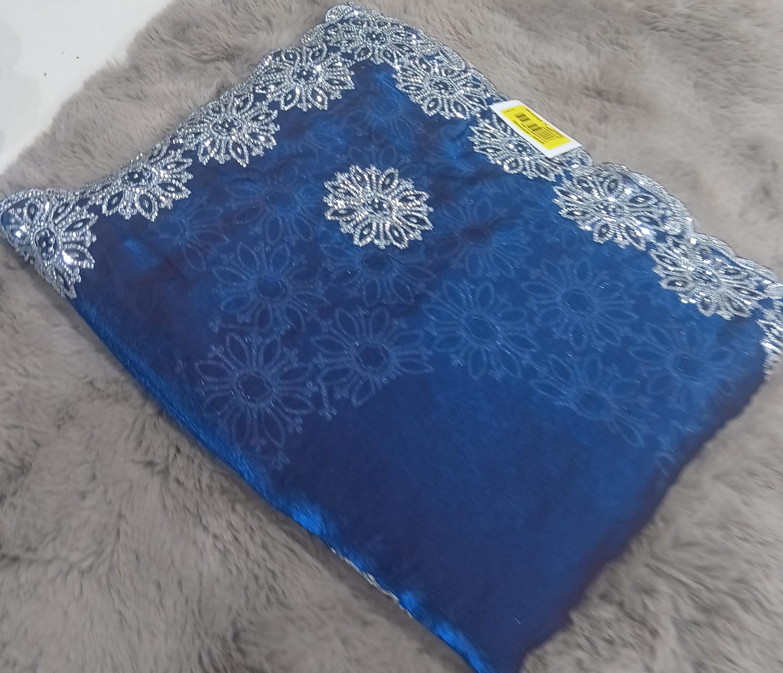 Barbari Embroidered Partywear Saree with Silver Border – Set of 07 M.R. Saree Emporium