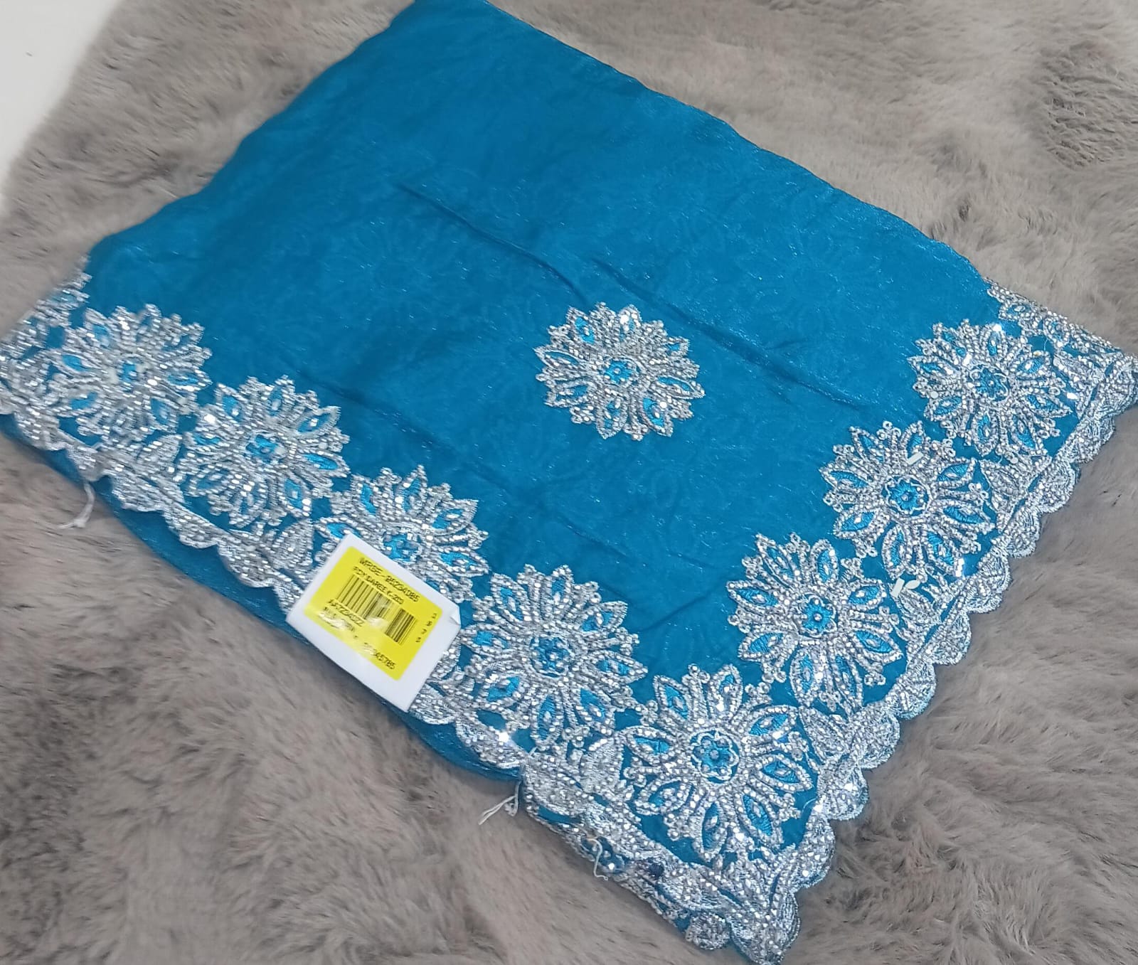 Barbari Embroidered Partywear Saree with Silver Border – Set of 07 M.R. Saree Emporium