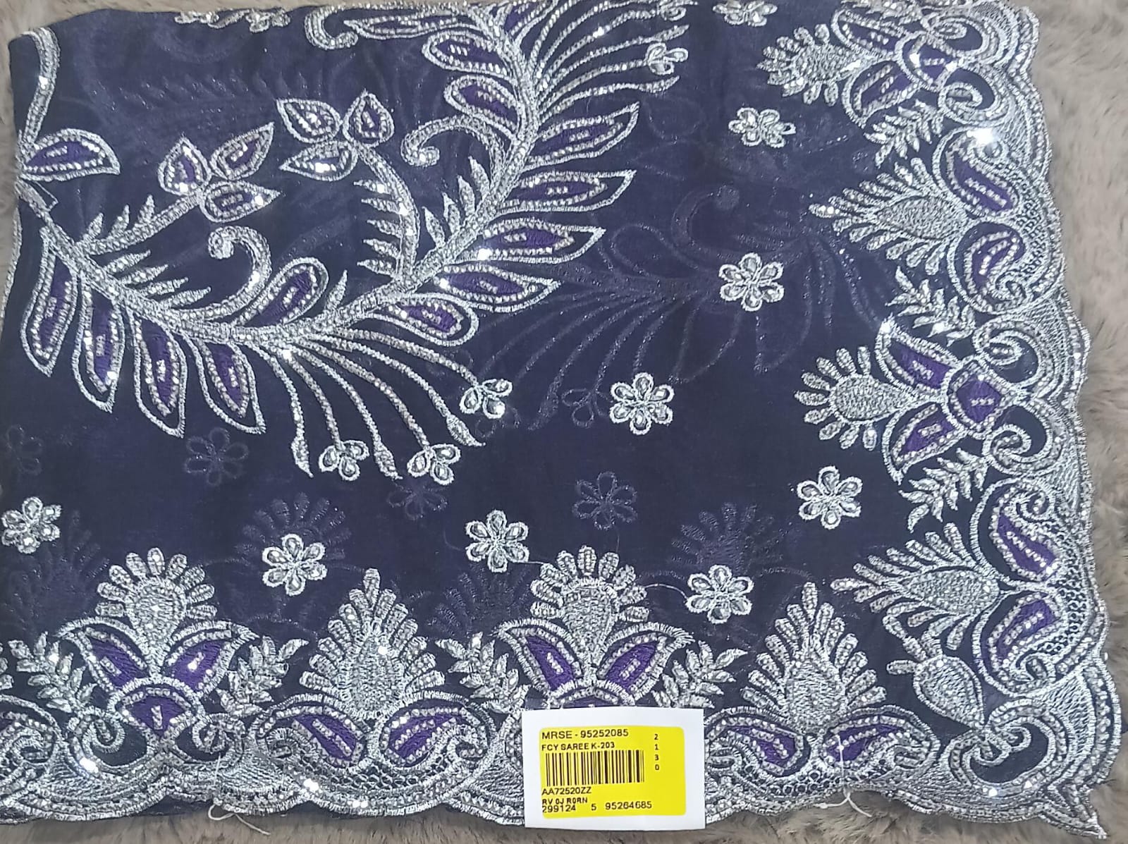 Barbari -01 Embroidered Partywear Saree with Silver Border – Set of 07 M.R. Saree Emporium