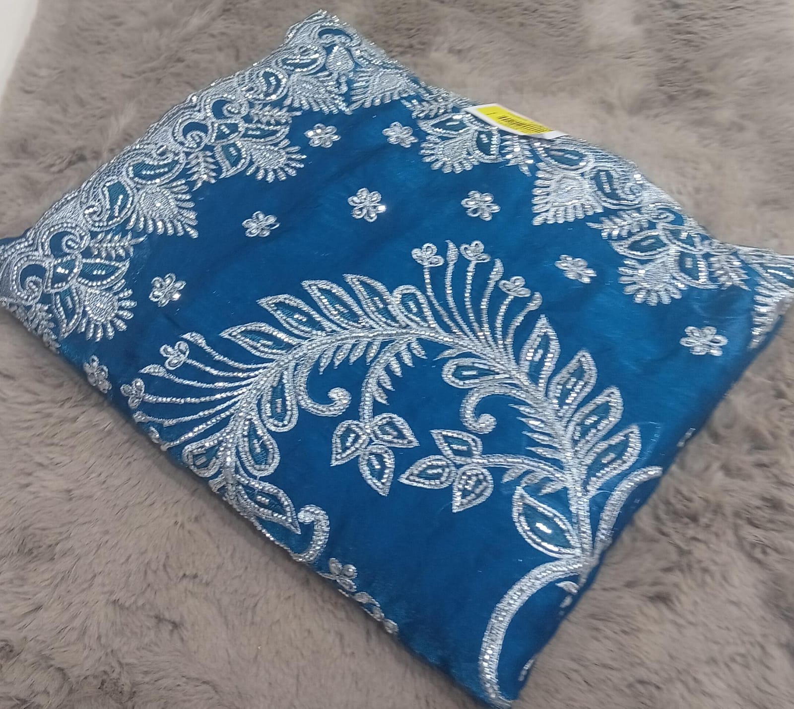 Barbari -01 Embroidered Partywear Saree with Silver Border – Set of 07 M.R. Saree Emporium