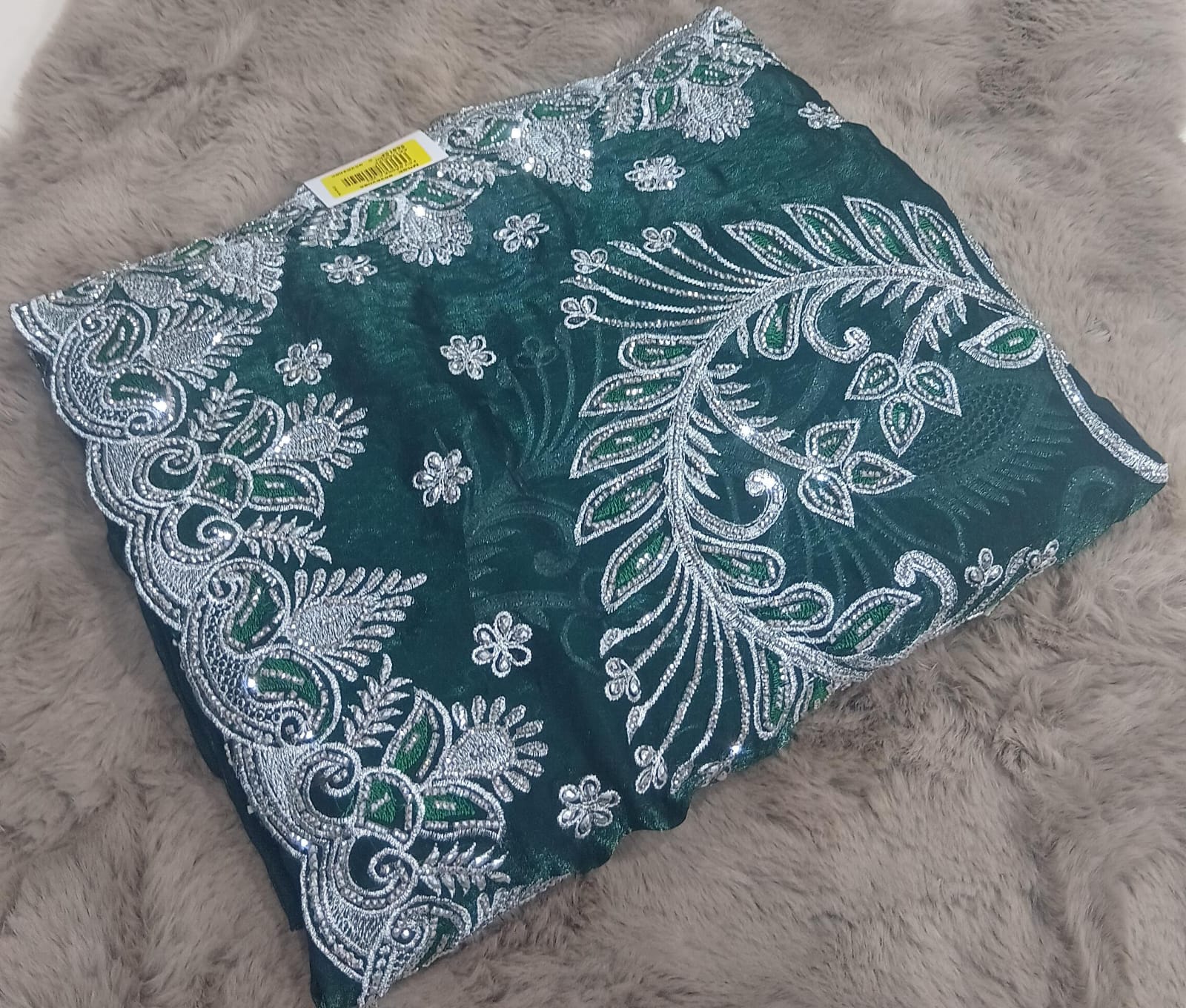 Barbari -01 Embroidered Partywear Saree with Silver Border – Set of 07 M.R. Saree Emporium