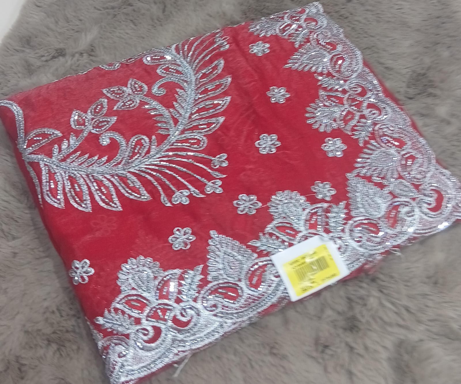 Barbari -01 Embroidered Partywear Saree with Silver Border – Set of 07 M.R. Saree Emporium