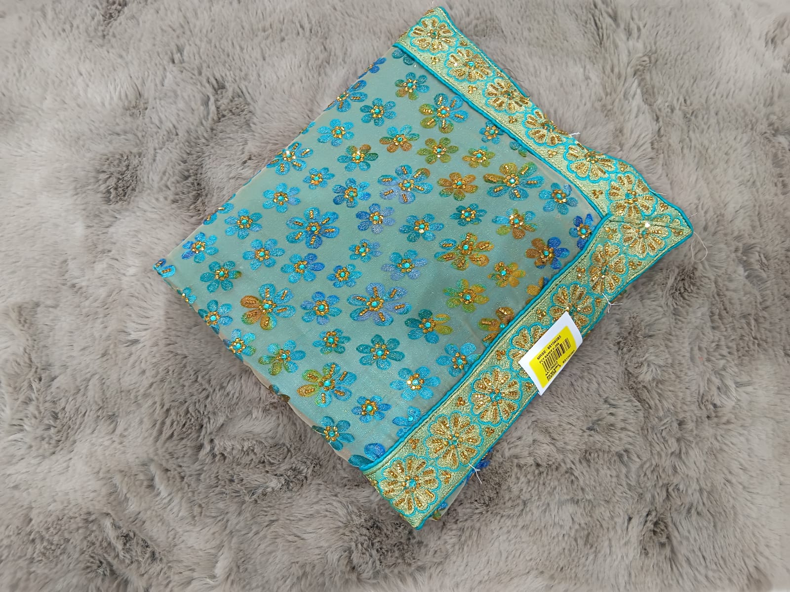 Fancy Brasso Saree with Floral Zari Work & Designer Border – 4 Pcs Set -Party & Festive Wear-M.R. Saree Emporium