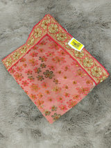 Fancy Brasso Saree with Floral Zari Work & Designer Border – 4 Pcs Set -Party & Festive Wear-M.R. Saree Emporium