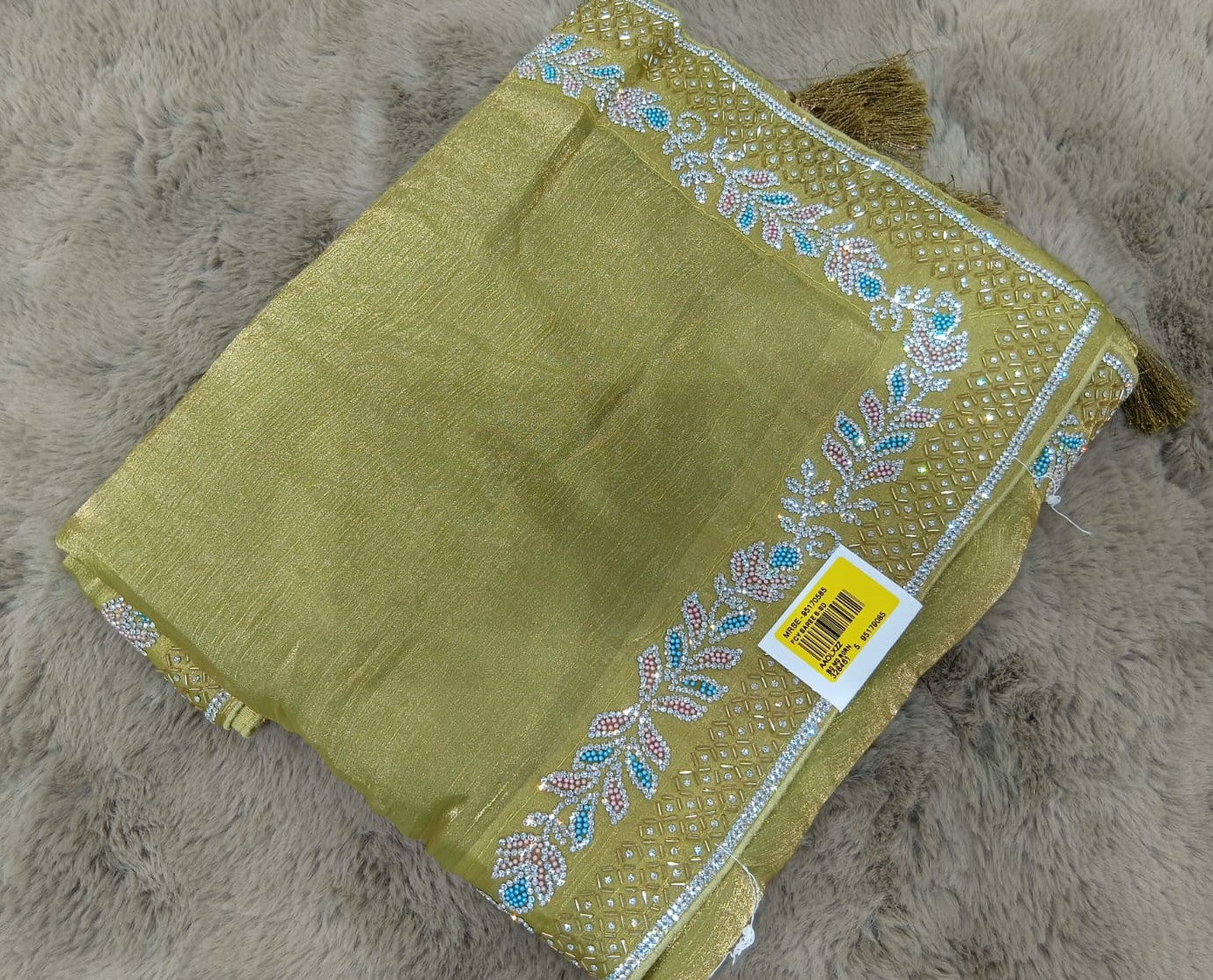 Fancy Fendy Satin Saree with Designer Border – 6 Pcs Set Premium Party Wear M.R. Saree Emporium