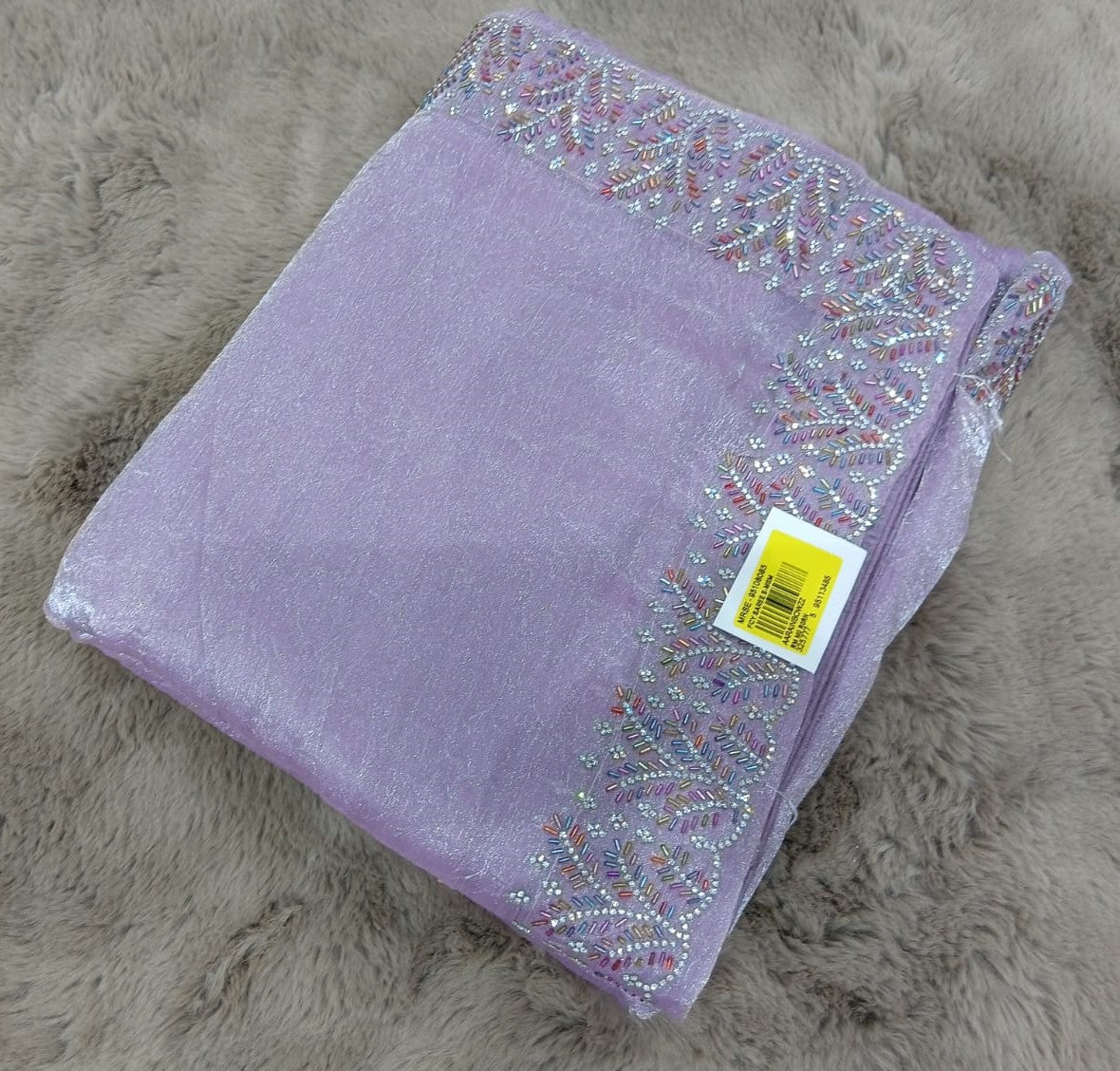 Fancy Jimmy Choo Fabric Saree with Designer Border – 5 Pcs Set -Premium Party Wear -M.R. Saree Emporium