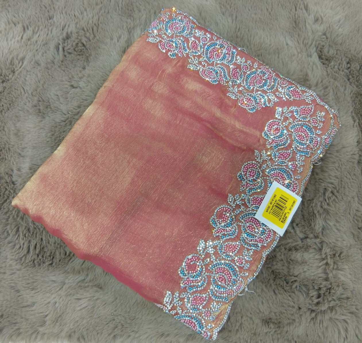 Fancy Fendy Fabric Saree with Heavy Designer Border Work – 5 Pcs Set -Party & Festive Wear -M.R. Saree Emporium