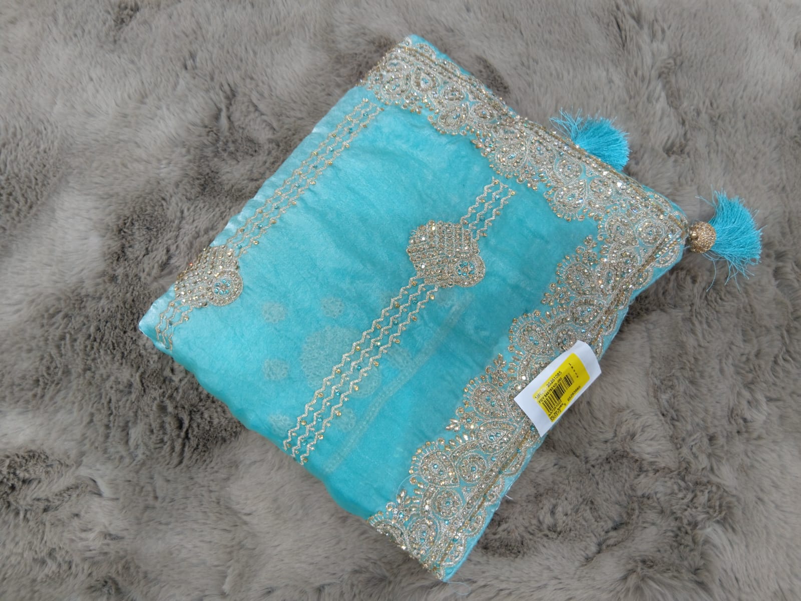 Fancy Jimmy Choo Fabric Saree with Heavy Designer Border Work – 4 Pcs Set -Party & Festive Wear -M.R. Saree Emporium