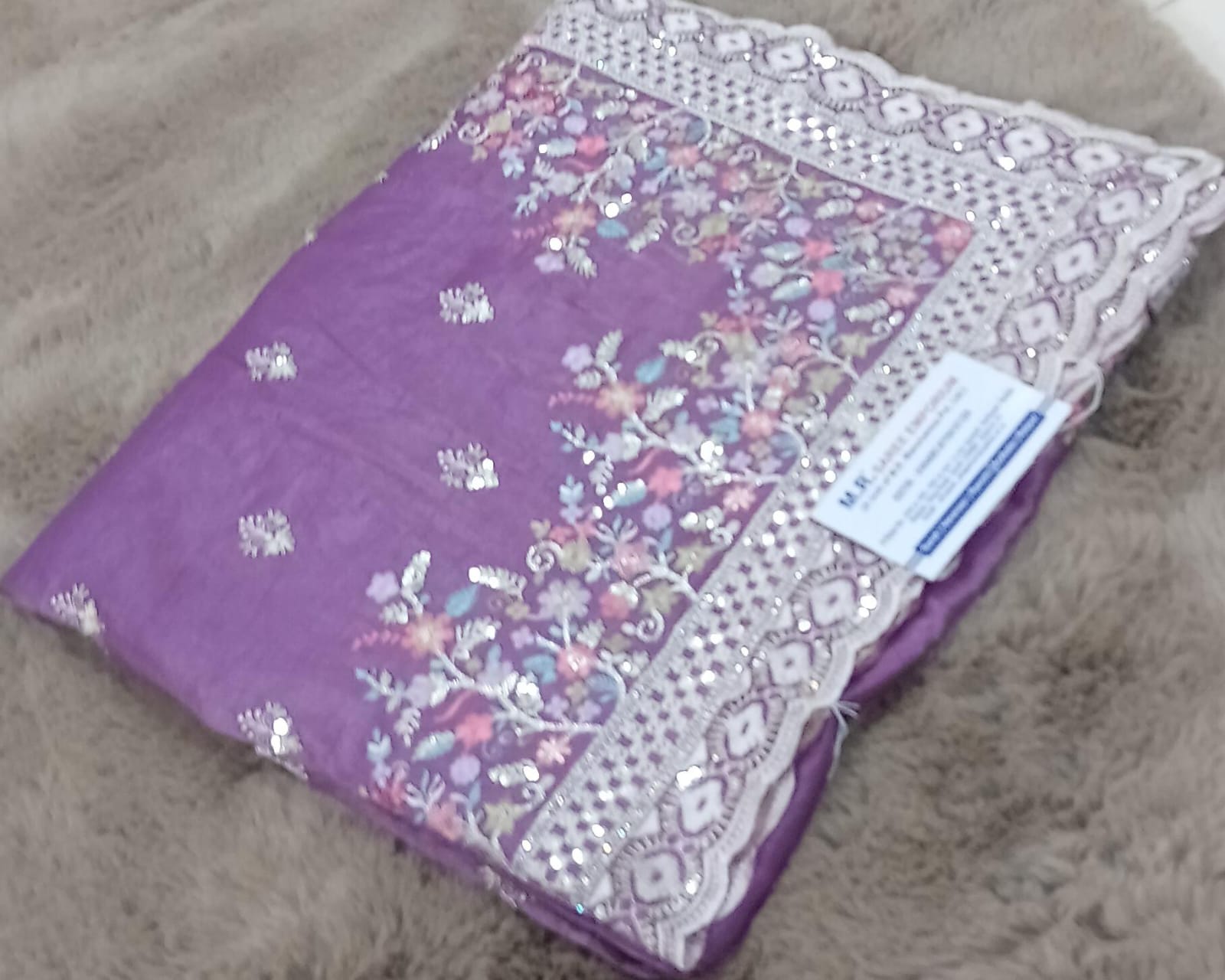 Organza Embroidery Fabric 5 Pcs Set with Fancy Border-M.R. Saree Emporium