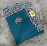 Fancy Satin Chiffon Saree with Heavy Designer Border & Butti Work – 4 Pcs Set -Party & Festive Wear-M.R. Saree Emporium